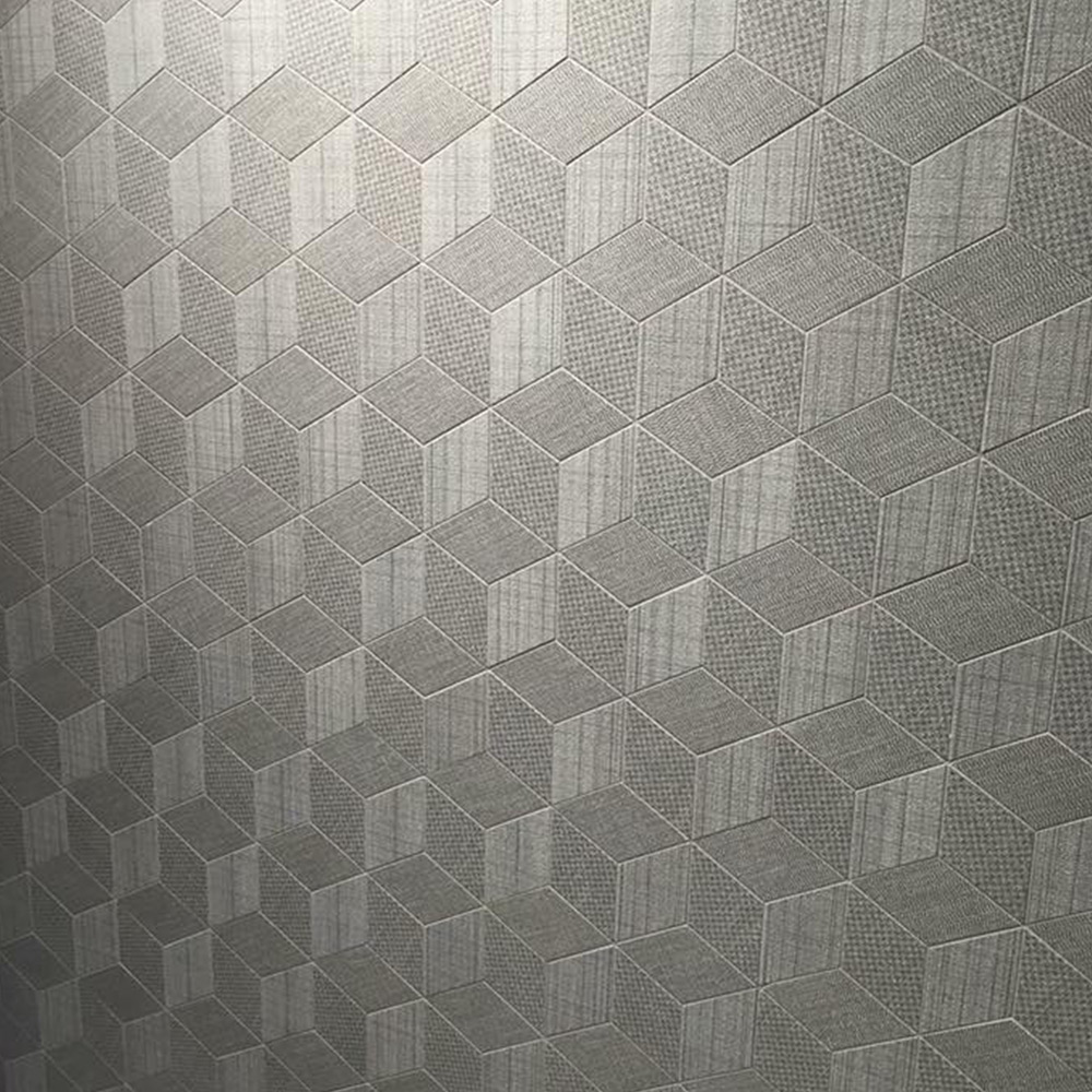 graue Hexagonfliesen mit grafischem 3d Muster